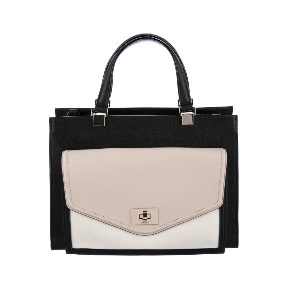 Kate Spade Chantelle Walter Place Satchel Purse Neutrals Black Pink White‎